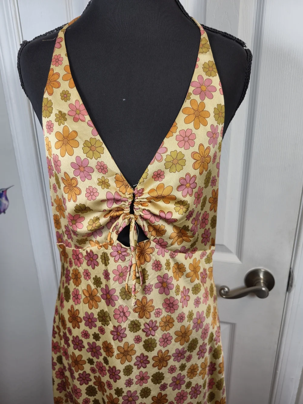 70s Floral Halter Maxi Dress - Boho Chic Summer Festival Gown - Picture 4 of 7